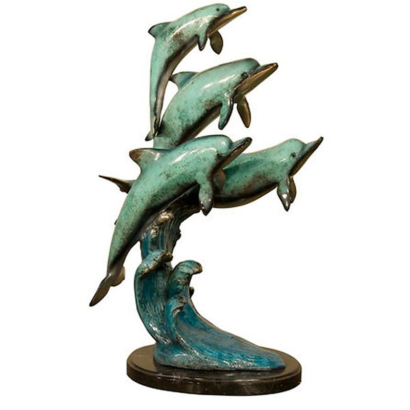 Four Dolphins Tabletop Bronze Sculpture