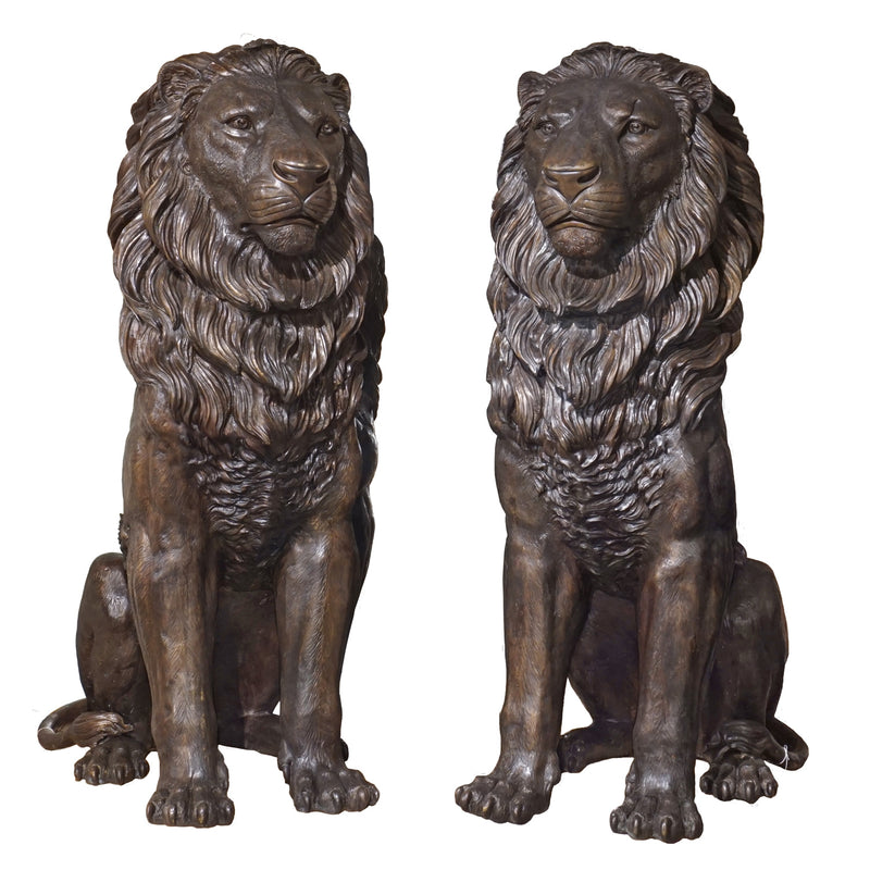 Giant Bronze Estate Entrance Lion Sculptures-Pair