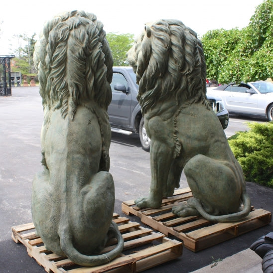 Giant Bronze Estate Entrance Lion Sculptures-Pair