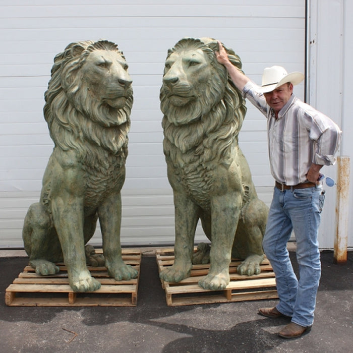 Giant Bronze Estate Entrance Lion Sculptures-Pair