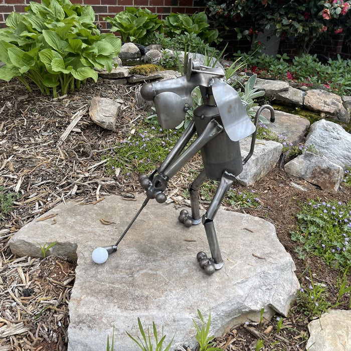 Golfing Dog Garden Statue