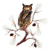 Great Horned Owl on Branch Metal Wall Art