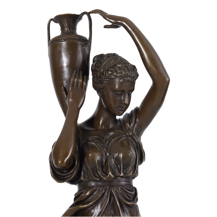 Greek Woman Carrying Water Jar Sculpture in Bronze