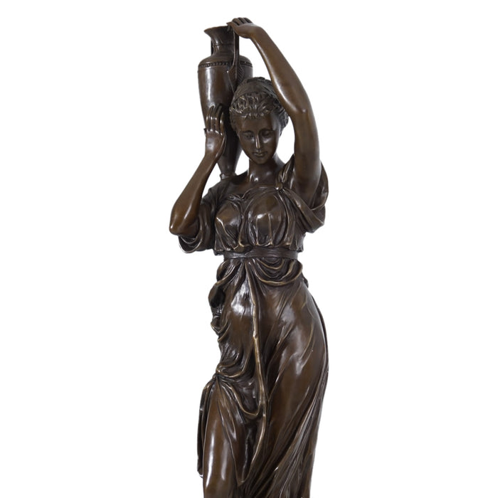 Greek Woman Carrying Water Jar Sculpture in Bronze