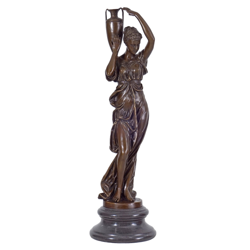 Greek Woman Carrying Water Jar Sculpture in Bronze