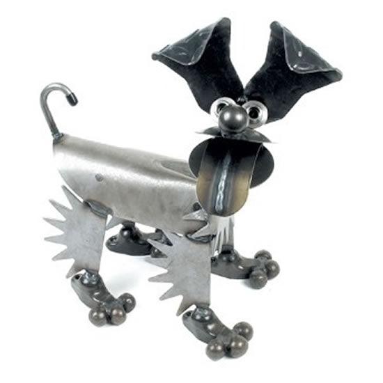 Happy Puppy  Metal Dog Sculpture by Yardbirds