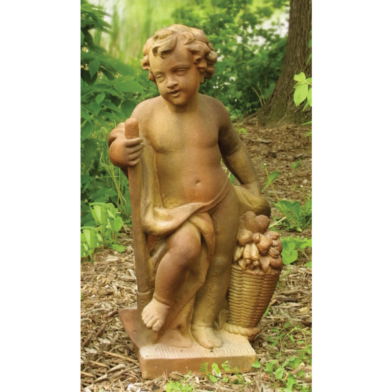 Harvest Cherub With Basket Statue