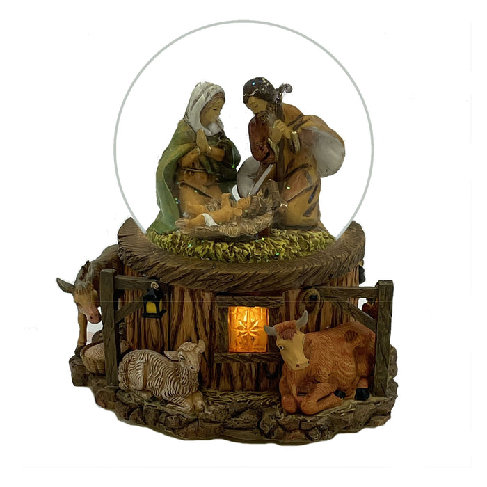 Silent Night- Holy Family Lighted Glitter Dome