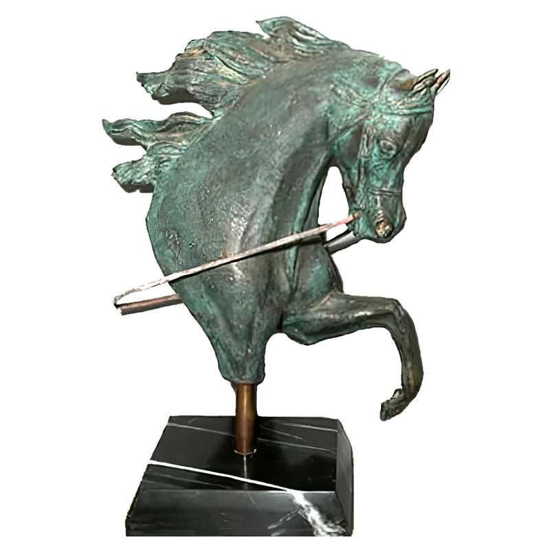 Horse Head Bronze Sculpture on Marble Base