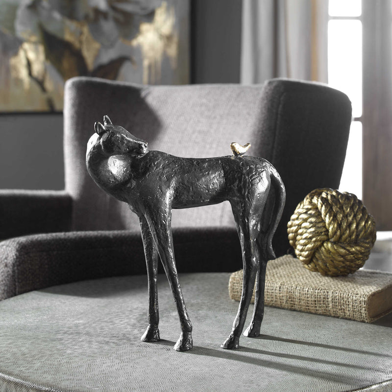 Horse and Bird Tabletop Sculpture