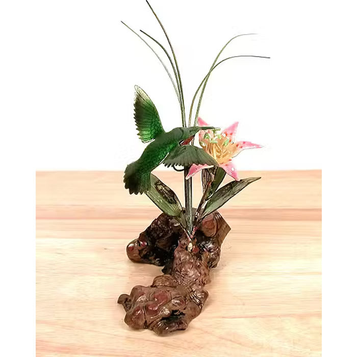 Hummingbird & Flower Tabletop Sculpture