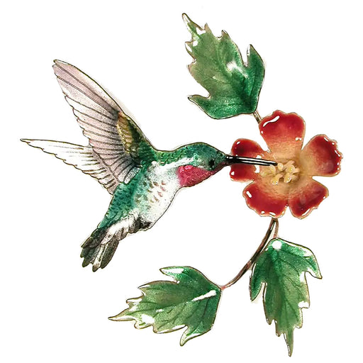 Hummingbird with Trumpet Flower Metal Wall Art