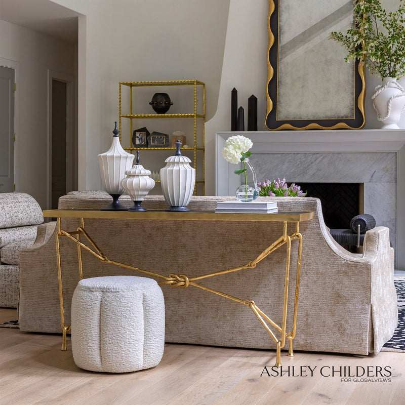 Industrial Knot Console Table Gold Finish 2