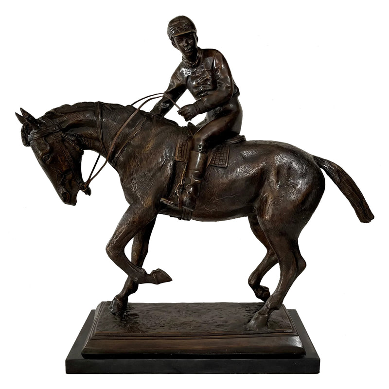 Jockey on Horse Bronze Sculpture