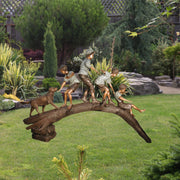 Kids on Log Outdoor Garden Statue