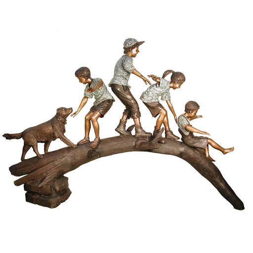 Kids on Log Garden Sculpture