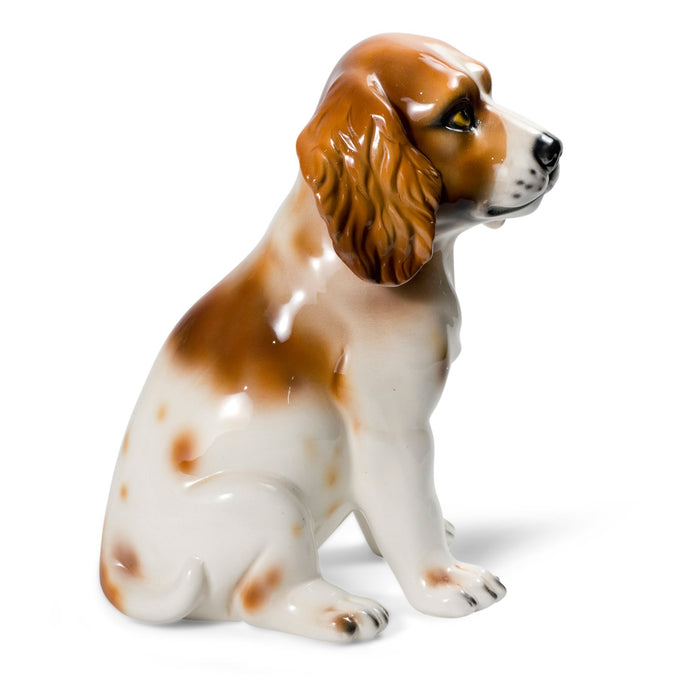King Charles Dog Sculpture-Italian Ceramic- Side View