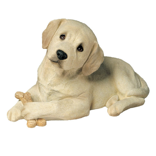 Labrador Puppy Dog Statue with Bone by Sandicast