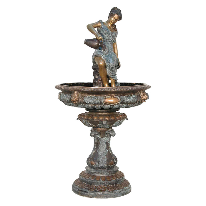 Lady with Jug Tiered Bronze Fountain
