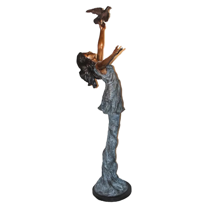 Large Lady with Bird Bronze Sculpture
