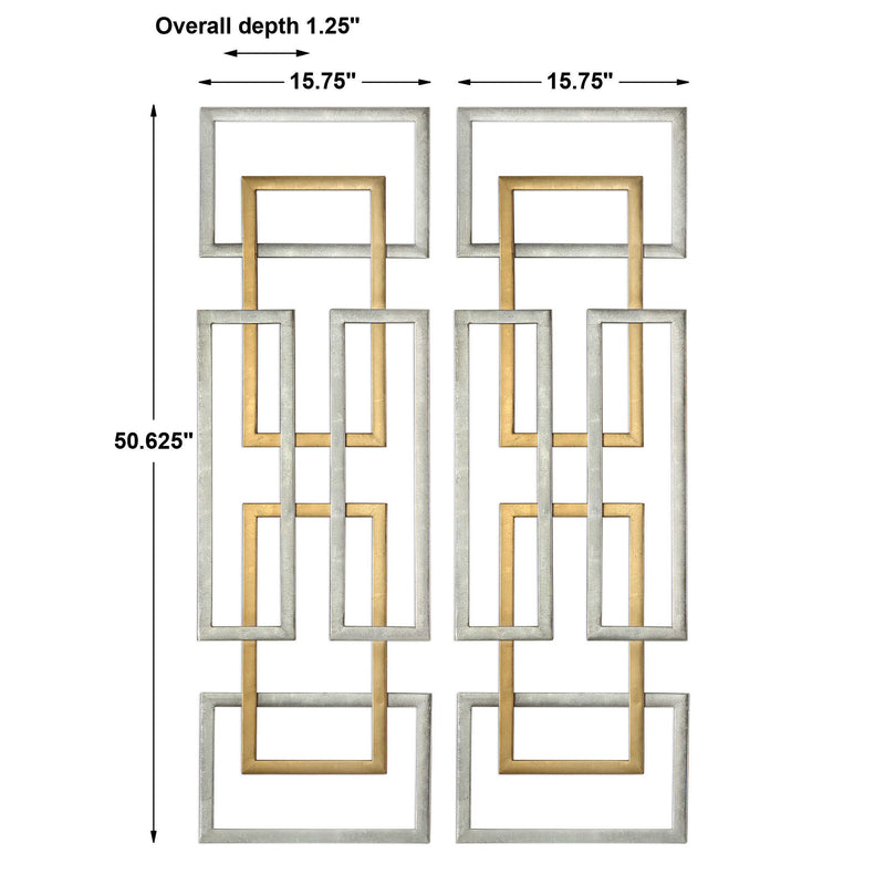 Layered Rectangles Metal Wall Art Set of 2