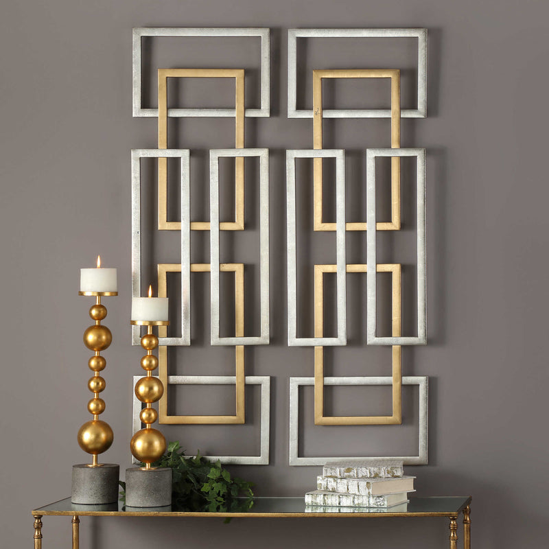 Layered Rectangles Metal Wall Art Set of 2
