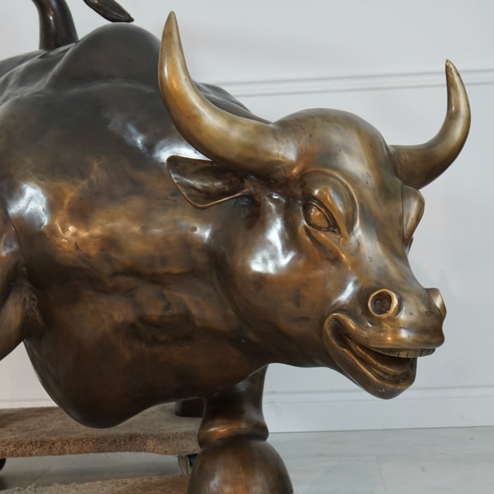 Large Wall Street Bull Bronze Sculpture