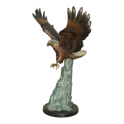Majestic Bronze Eagle Landing Sculpture