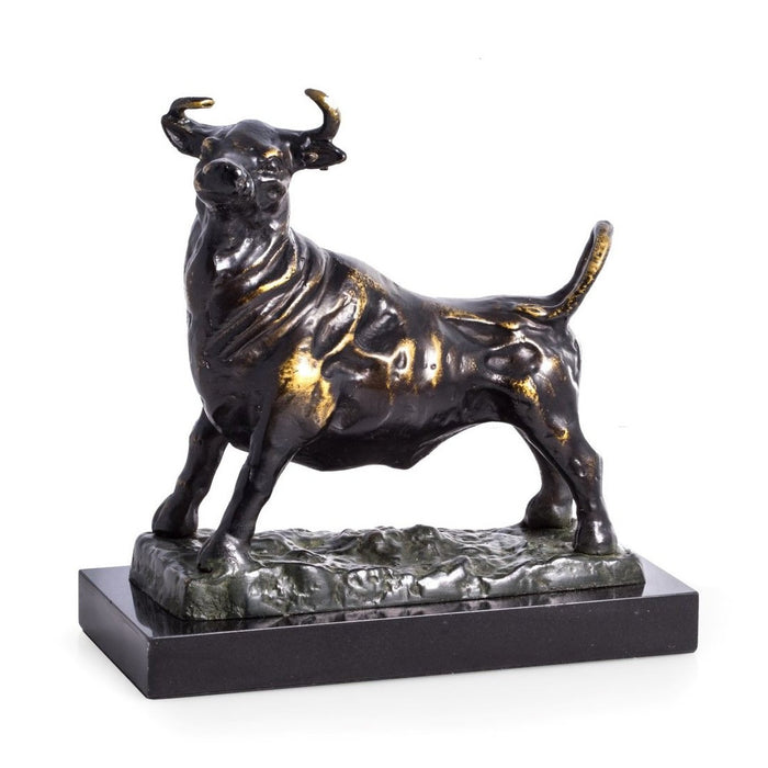 Majestic Bull Sculpture on Marble Base