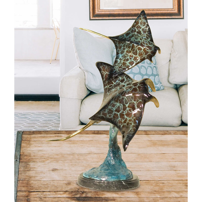 Manta Rays Tabletop Bronze Sculpture