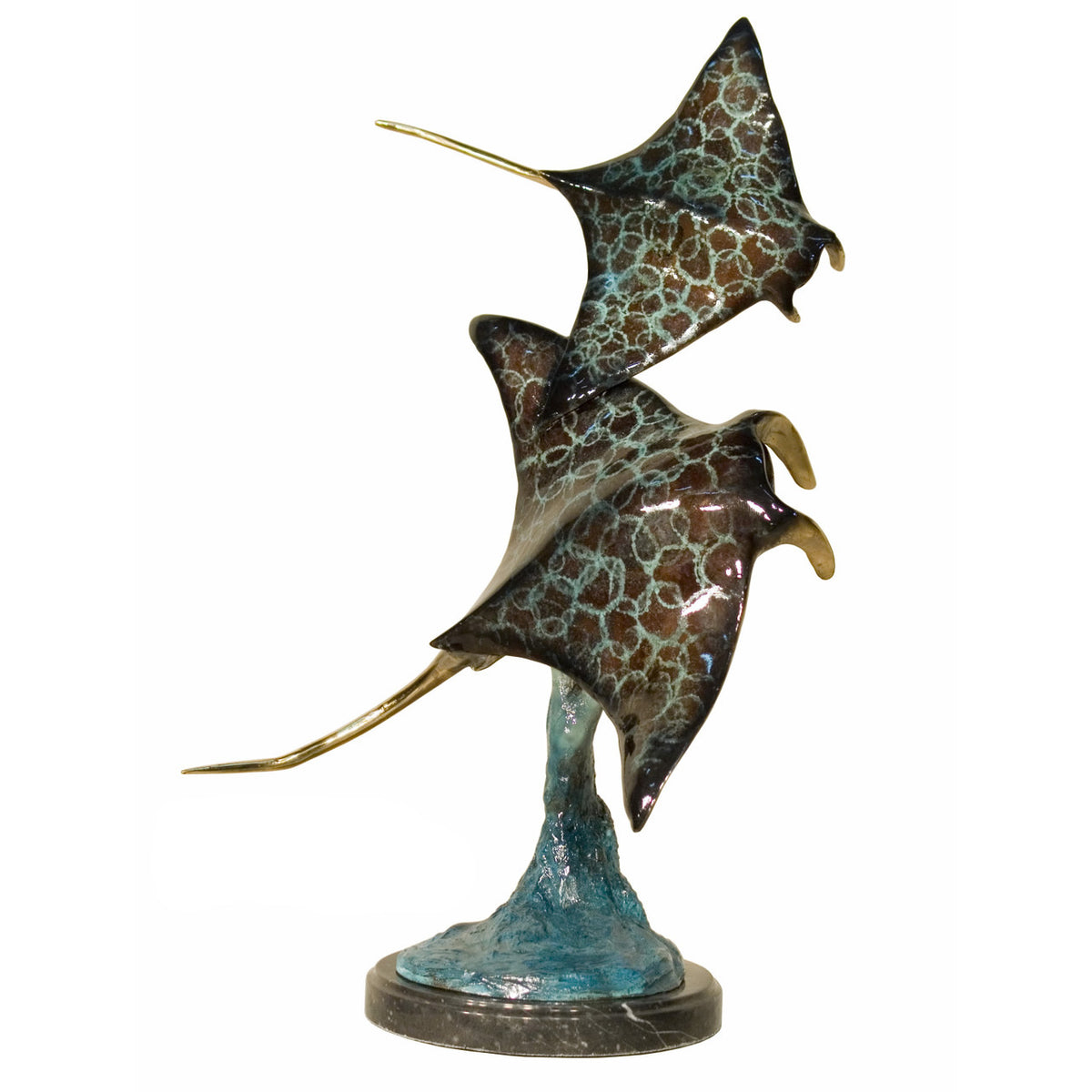 Manta Rays Tabletop Bronze Sculpture — AllSculptures