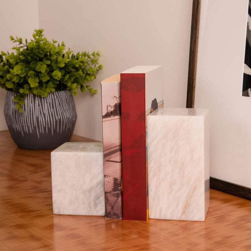 Marble Cube Design Bookends Set