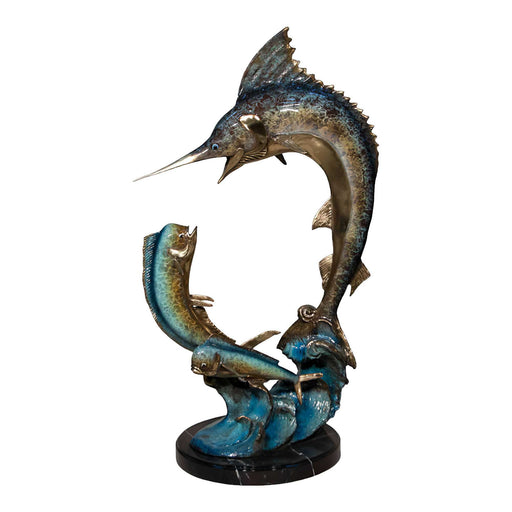 Bronze Marlin with Mahi Mahi Sculpture