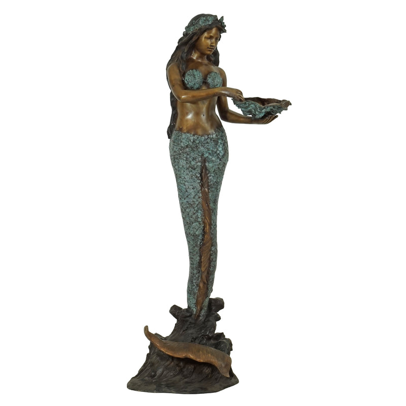 Mermaid Holding Shell Bronze Fountain