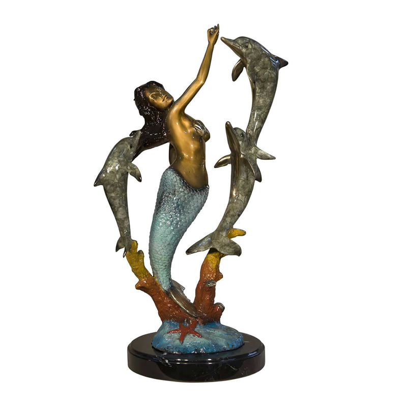 Mermaid Swimming With Dolphins Sculpture