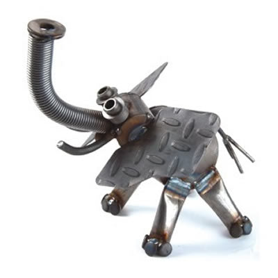 Metal Elephant Sculpture  Small by Yardbirds