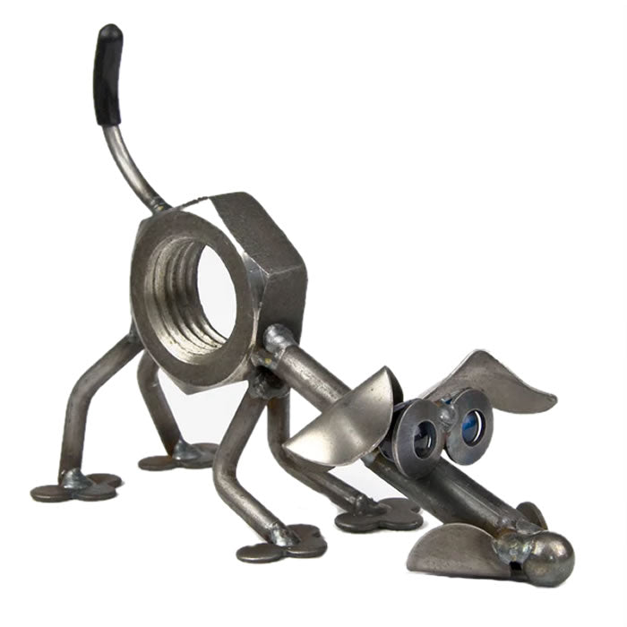 Baby Nuts  Metal Sniffing Dog Statue by Yardbirds