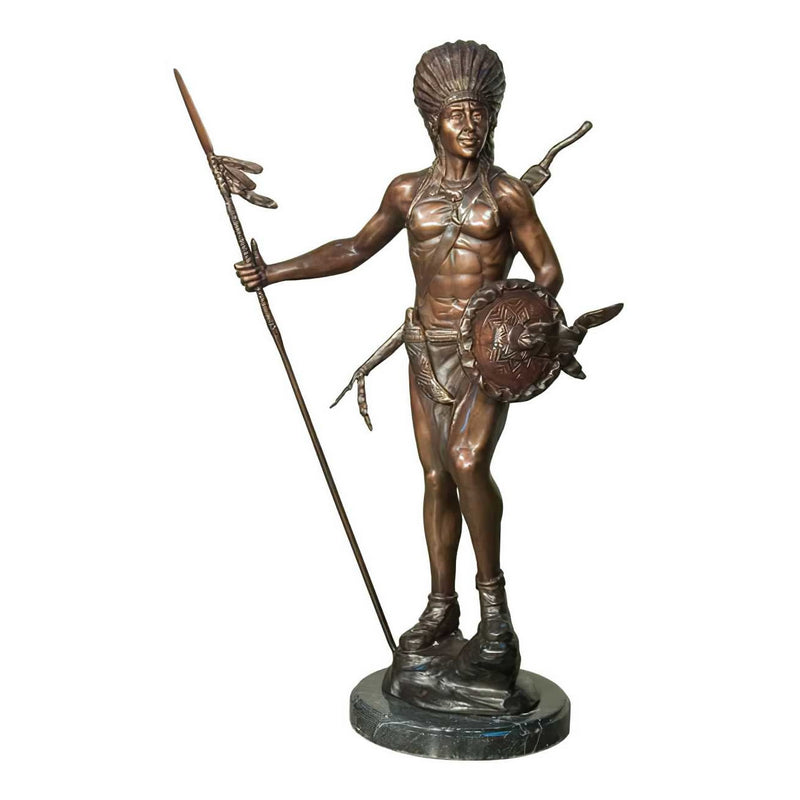 Native American Indian Warrior Tabletop Bronze Sculpture