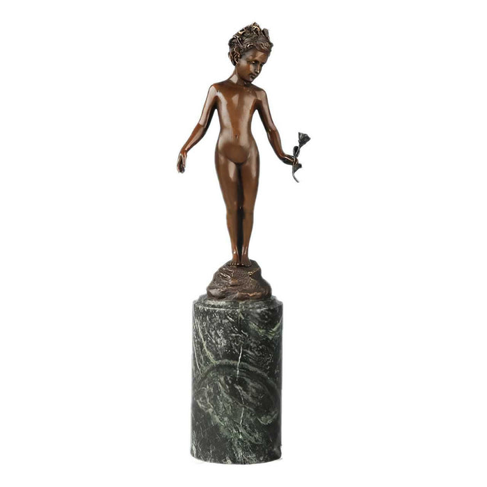 Nymph with Flower Bronze Sculpture