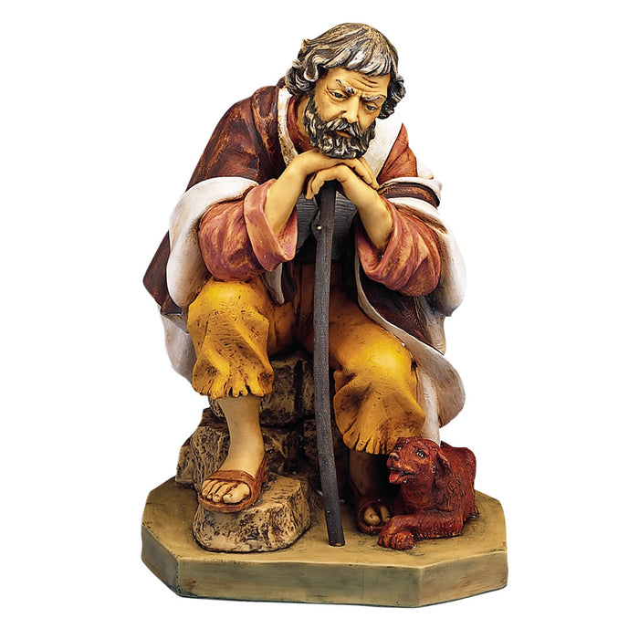 Old Man Abraham with Dog Nativity Statue
