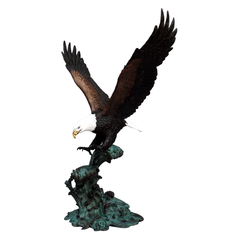 Bronze Eagle on Crested Water Sculpture