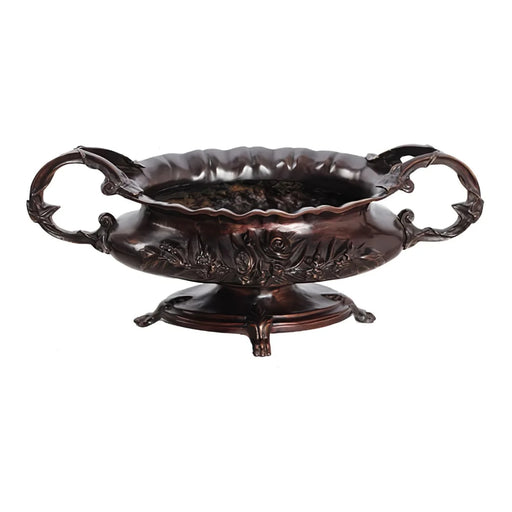 Oval Bronze Planter with Rose Design