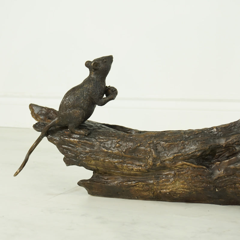 Owl on Tree Branch Bronze Sculpture