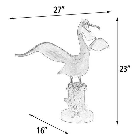 Pelican Tabletop Bronze Sculpture on Marble Base
