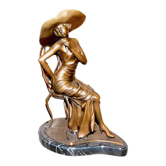 Parisienne Lady with Hat Bronze Sculpture