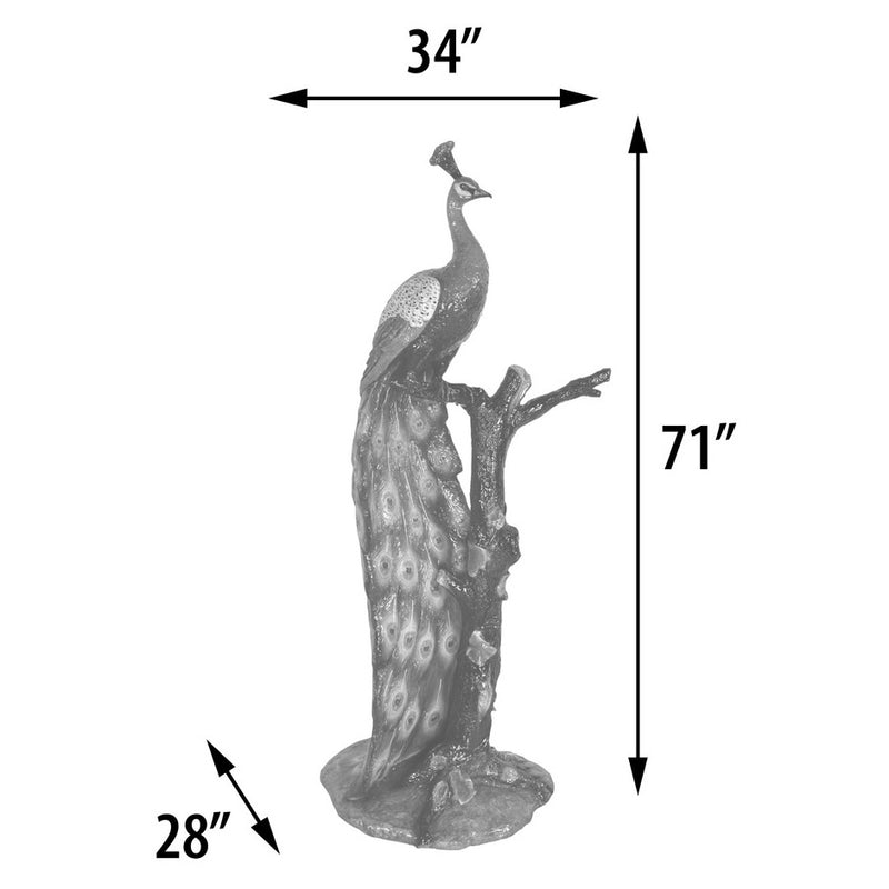 Peacock in Tree Bronze Sculpture