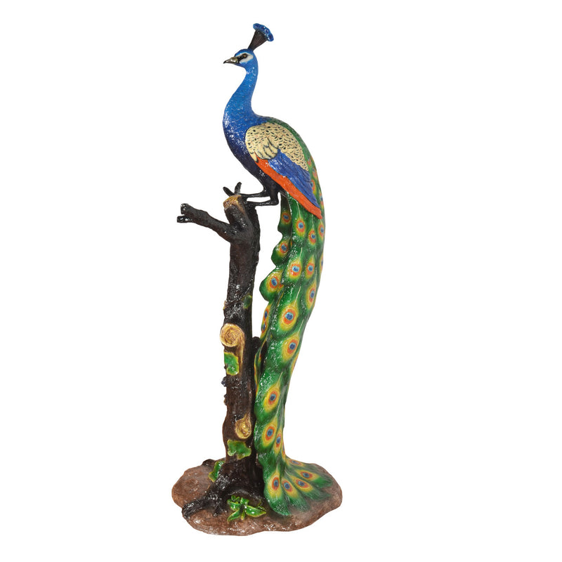 Peacock in Tree Bronze Sculpture