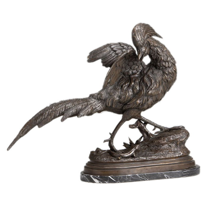 Pheasant Bronze Sculpture on Marble Base