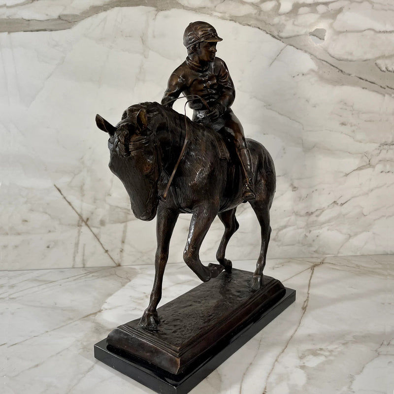 Jockey on Horse Bronze Sculpture