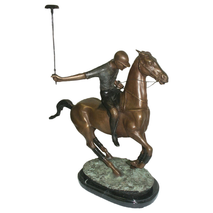 Polo Player Bronze Sculpture on Marble Base